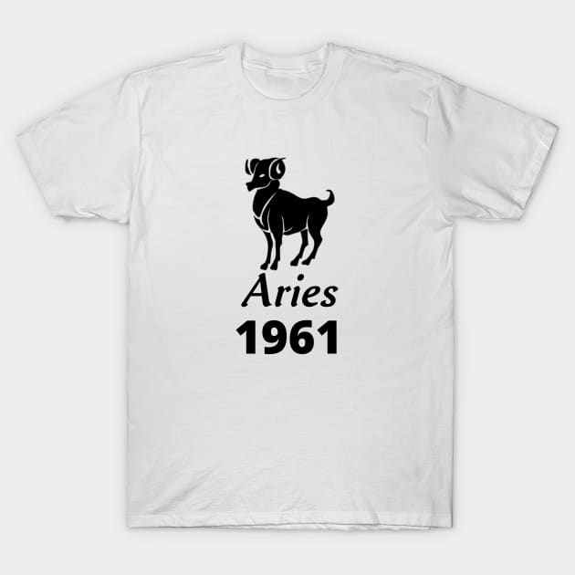 Black Aries Zodiac 1961 T-Shirt by Down Home Tees